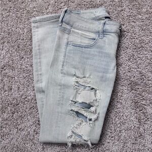 American Eagle Ripped Super Low Jegging | Ice Blue